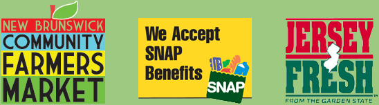 New Brunswick Community Farmers Market Logo - We Accept SNAP Benefits - Jersey Fresh Logo